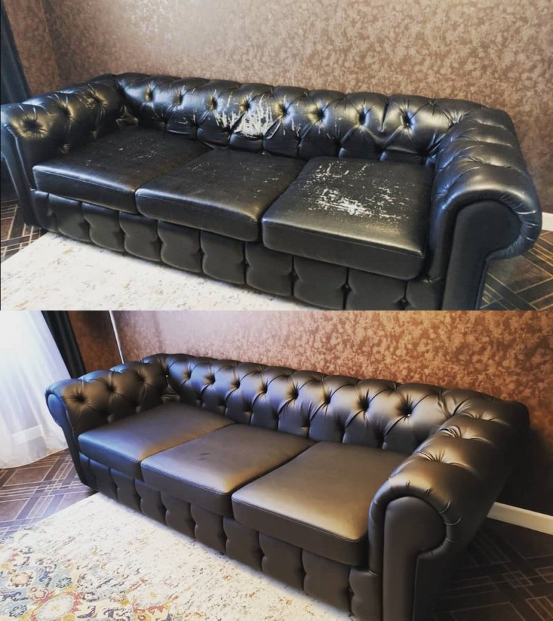 Диван честерфилд до и после перетяжки кожей